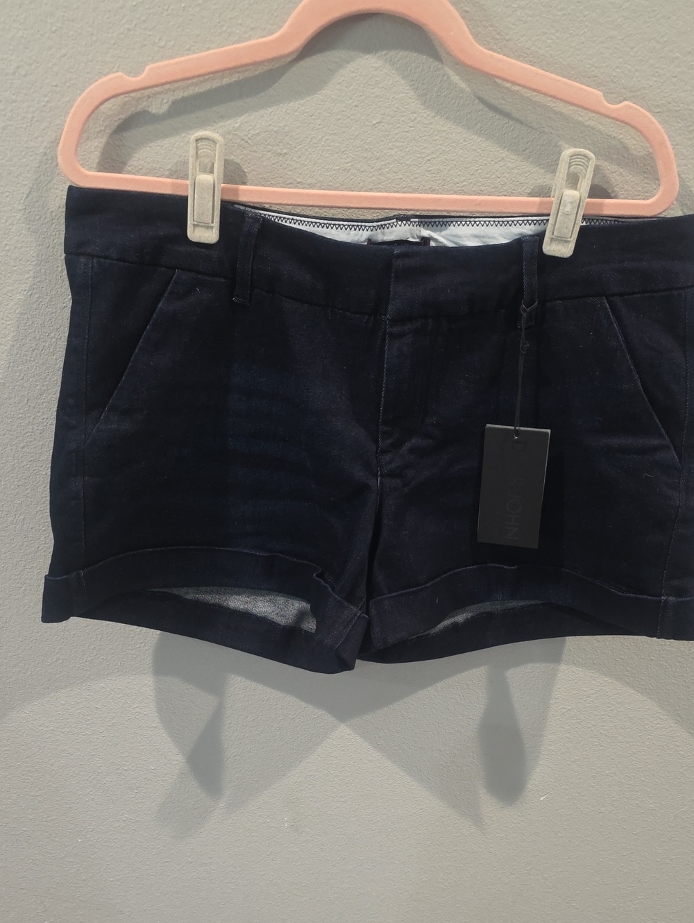 Dear John Navy Cuffed Denim-Style Shorts
